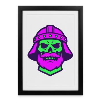 Skull Warrior Pop Art - Framed poster (27 × 37 cm) - black - Front