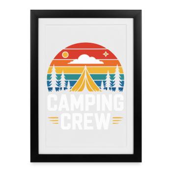 Sunset Camping Tent Camping Crew - Framed poster (27 × 37 cm) - black - Front