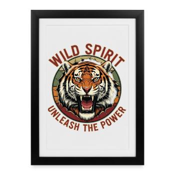Wild Spirit Lion Motif Design - Framed poster (27 × 37 cm) - black - Front