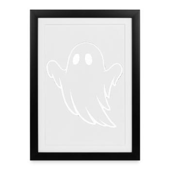 Illustration fantôme fantaisiste pour Halloween - Affiche encadrée (27 × 37 cm) - noir - Devant