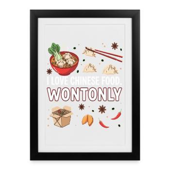 Expressive Chinese Food Love Design - Framed poster (27 × 37 cm) - black - Front