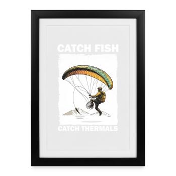Paragliding and thermal fishing - Framed poster (27 × 37 cm) - black - Front