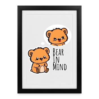 The cute bear thinks of his sweet girlfriend! - Framed poster (27 × 37 cm) - black - Front