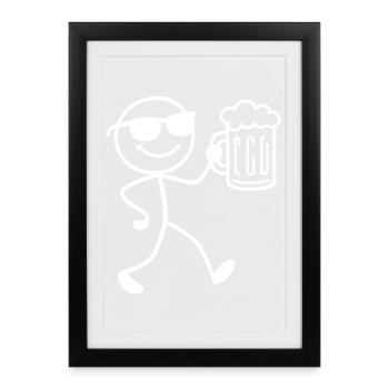Booze Party Beer Stick Figure - Framed poster (27 × 37 cm) - black - Front