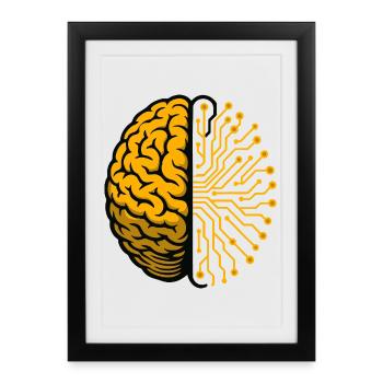 IA du cerveau et des circuits - Affiche encadrée (27 × 37 cm) - noir - Devant