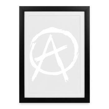Symbole de l’anarchie en cercle - Blanc - Affiche encadrée (27 × 37 cm) - noir - Devant