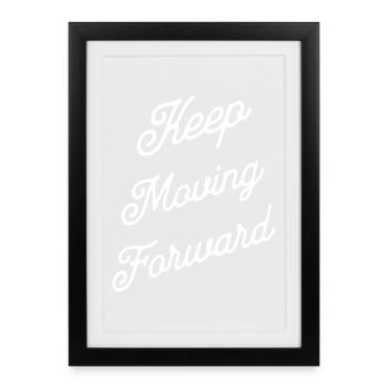 Avance Toujours Lettrage Script - Affiche encadrée (27 × 37 cm) - noir - Devant