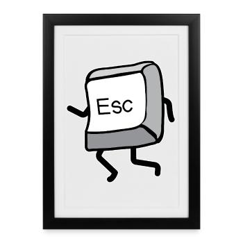 Touche Échap cartoon mouvement - Affiche encadrée (27 × 37 cm) - noir - Devant