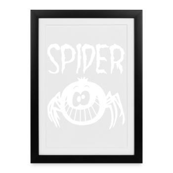 L'araignée blanche qui sourit - Affiche encadrée (27 × 37 cm) - noir - Devant