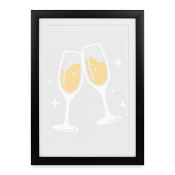 Sektglas Prosecco Sekt Alkohol Prost - Framed poster (27 × 37 cm) - black - Front