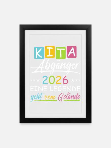 Kita Abgänger 2026 - Gerahmtes Poster (27 × 37 cm) - Schwarz