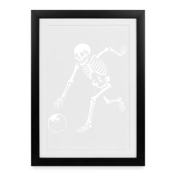 Skeleton Jouer au bowling - Affiche encadrée (27 × 37 cm) - noir - Devant