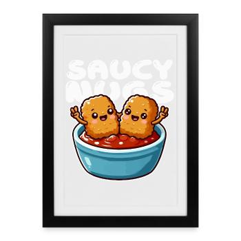 Nuggets Sauce Joie Dessin Animé - Affiche encadrée (27 × 37 cm) - noir - Devant