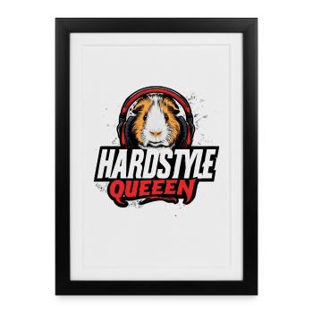 Hardstyle Queen – cobaye avec casque - Affiche encadrée (27 × 37 cm) - noir - Devant