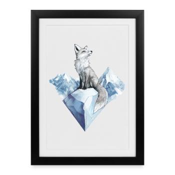 Renard arctique Renard Motif d’hiver - Affiche encadrée (27 × 37 cm) - noir - Devant