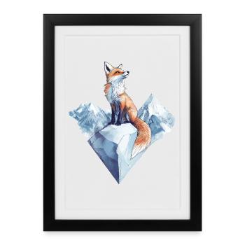 Motif hivernal du renard - Affiche encadrée (27 × 37 cm) - noir - Devant