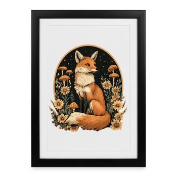 Fox Forest Mushrooms - Framed poster (27 × 37 cm) - black - Front