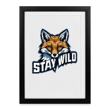STAY WILD – Motif Nature & Aventure - Affiche encadrée (27 × 37 cm) - noir - Devant