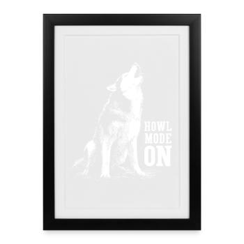 Husky howls at the moon | Howl Mode On - Framed poster (27 × 37 cm) - black - Front