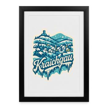 Paysage hivernal du Kraichgau - Affiche encadrée (27 × 37 cm) - noir - Devant