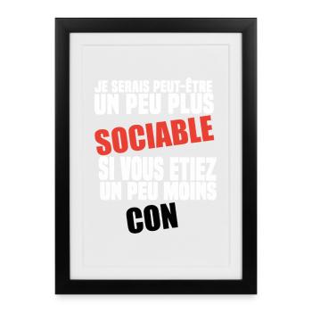 Gift Idea Humor Funny I Would Be More Sociable - Framed poster (27 × 37 cm) - black - Front