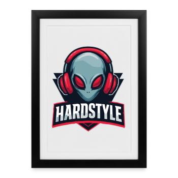 HARDSTYLE Alien Headphone Motif - Affiche encadrée (27 × 37 cm) - noir - Devant