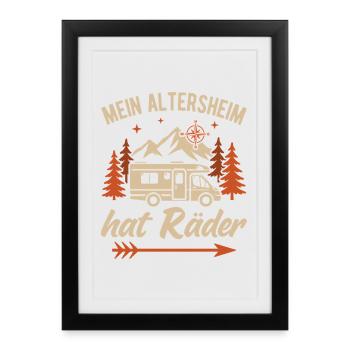 Camping Grand-père Campeur Retraité Camping-car Retraite - Affiche encadrée (27 × 37 cm) - noir - Devant