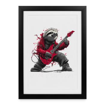 Ultra Sloth Doom – Metal Sloth with Guitar - Framed poster (27 × 37 cm) - black - Front