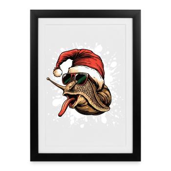 Snail Christmas Funny - Framed poster (27 × 37 cm) - black - Front