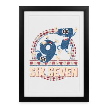 6 7 Six Seven Memes -- Aura Points Kids Gaming - Affiche encadrée (27 × 37 cm) - noir - Devant