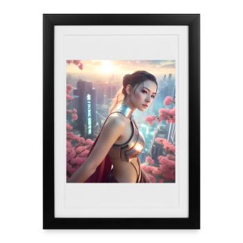 Cyber Princess au-dessus de la ville _ GBC - Affiche encadrée (27 × 37 cm) - noir - Devant
