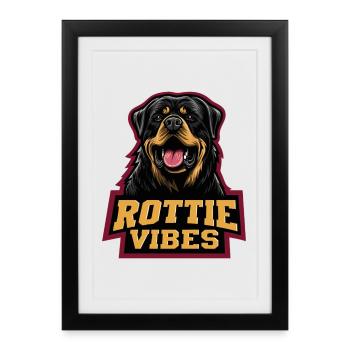 Rottweiler Head Rottie Vibes - Affiche encadrée (27 × 37 cm) - noir - Devant