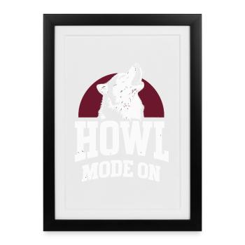Howl Mode On Husky Design - Gerahmtes Poster (27 × 37 cm) - Schwarz - Vorne