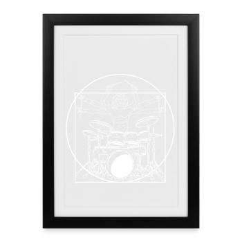 Maître du batteur Vitruvien Chef-d’œuvre Design artistique de batterie - Affiche encadrée (27 × 37 cm) - noir - Devant
