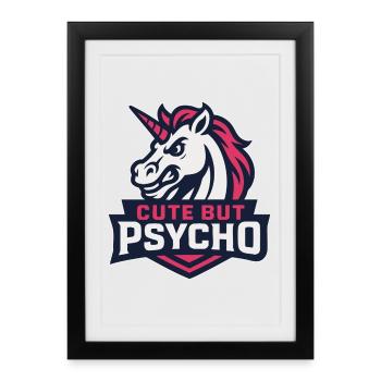 Licorne espiègle avec une phrase - Affiche encadrée (27 × 37 cm) - noir - Devant