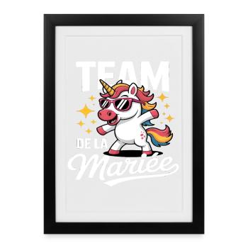 Team De La Mariée Humour EVJF Licorne Cadeau - Affiche encadrée (27 × 37 cm) - noir - Devant