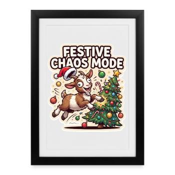 Noël festif Chaos Fashion Goat - Affiche encadrée (27 × 37 cm) - noir - Devant