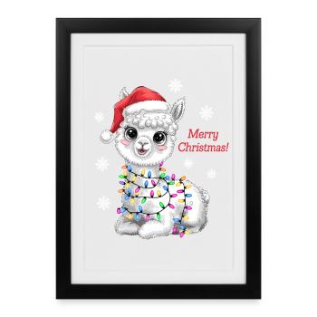 Alpaca Christmas Christmas Sweater Funny Cute - Framed poster (27 × 37 cm) - black - Front