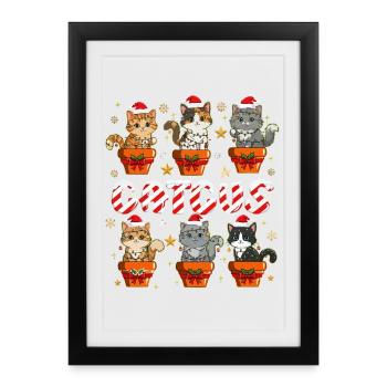 Magie de Noël des Chats dans le pot cadeau - Affiche encadrée (27 × 37 cm) - noir - Devant
