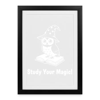 Magical Learning Owl with Magic Hat - Framed poster (27 × 37 cm) - black - Front