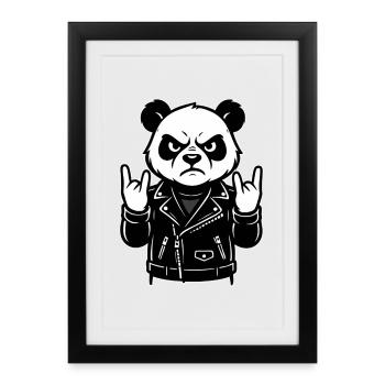 Rocker Panda Metalhead Look - Framed poster (27 × 37 cm) - black - Front