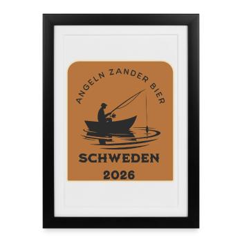 Sweden 2026 Anglers in the boat - Framed poster (27 × 37 cm) - black - Front