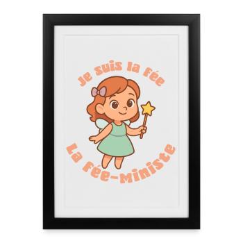 Je suis la Fée-Ministe – Design Fée Féministe Kawa - Affiche encadrée (27 × 37 cm) - noir - Devant