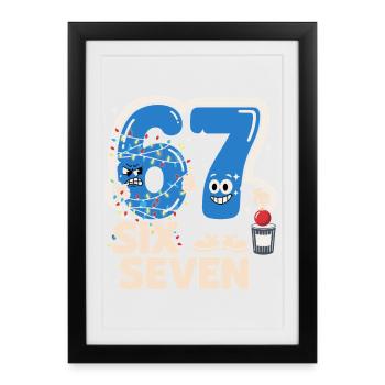 67 Six Seven Anti Noël Italien drôle B - Affiche encadrée (27 × 37 cm) - noir - Devant