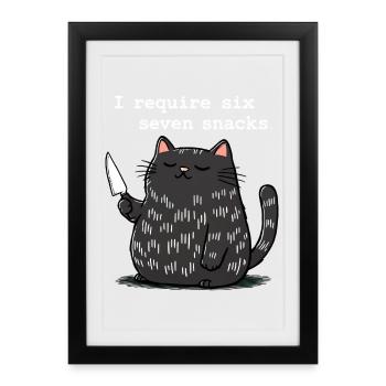 6-7 Internet Meme 6 7 Snack Katze - Gerahmtes Poster (27 × 37 cm) - Schwarz - Vorne
