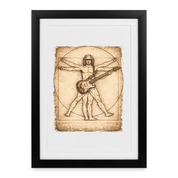 Conception du guitariste rockeur Vitruvian - Affiche encadrée (27 × 37 cm) - noir - Devant