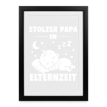 Papa fier en congé parental - Affiche encadrée (27 × 37 cm) - noir - Devant