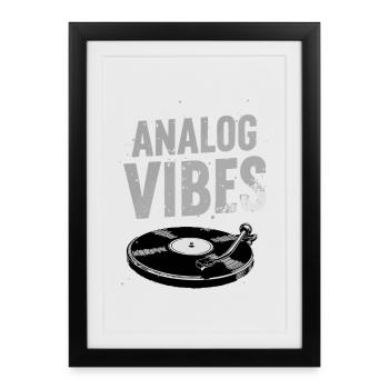 Analog Vibes – motif vinyle vinyle - Affiche encadrée (27 × 37 cm) - noir - Devant