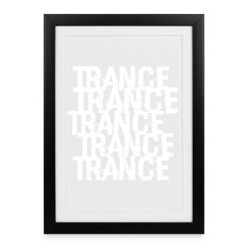 Trance Typographic Pattern - Framed poster (27 × 37 cm) - black - Front