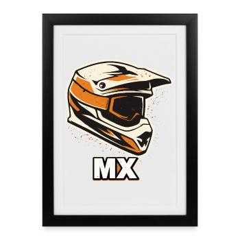 MX Motocross Helm Shirt – Offroad Rider - Gerahmtes Poster (27 × 37 cm) - Schwarz - Vorne